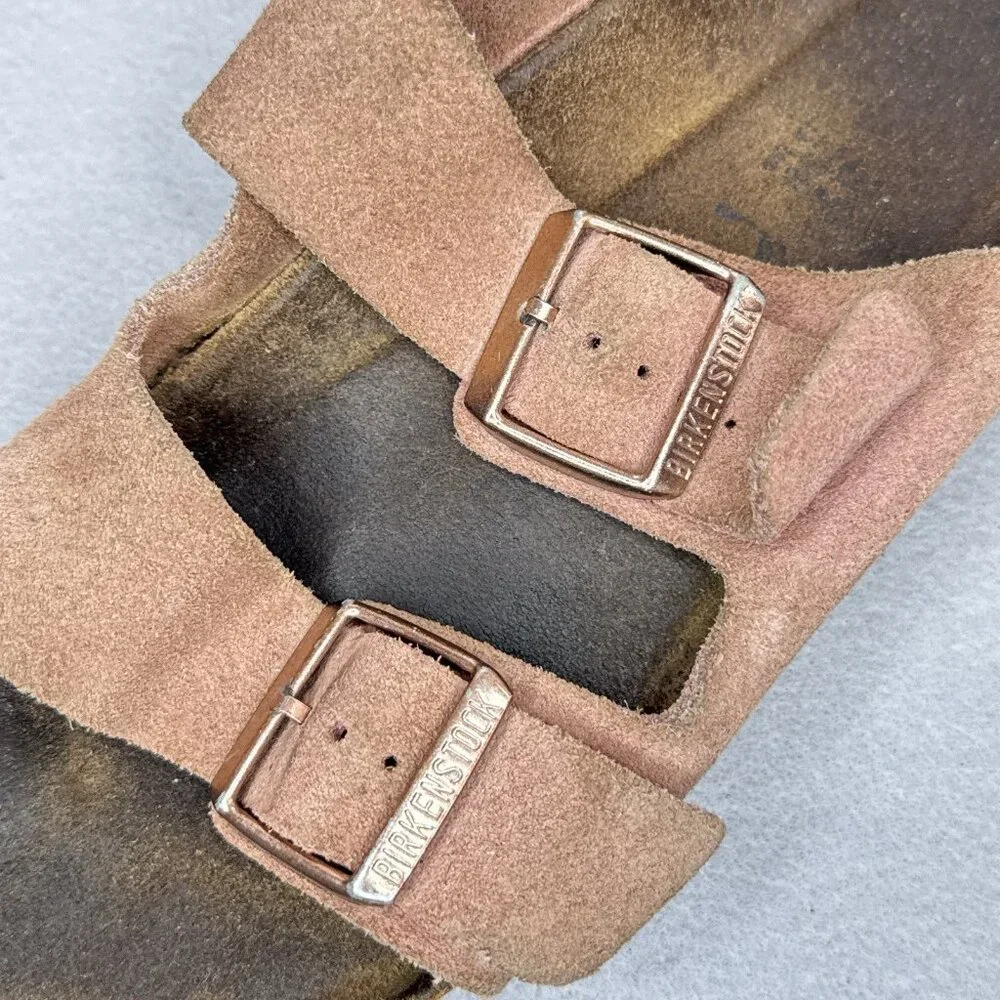 Birkenstock Arizona Suede Leather Pink Sandals EU 39 US 8 8.5 Women Rose Gold - Picture 3 of 15